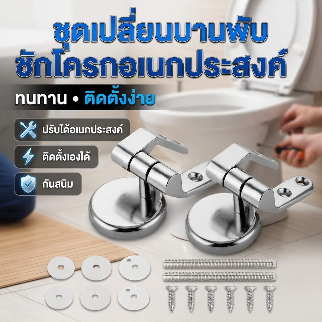 บานพับชุดที่นั่งชักโครกบานพับ อะไหล่บานพับฝาชักโครก กันน้ํา คุณภาพสูง แบบเปลี่ยน สําหรับห้องน้ํา 2 ชิ้น ปรับได้อเนกประสง