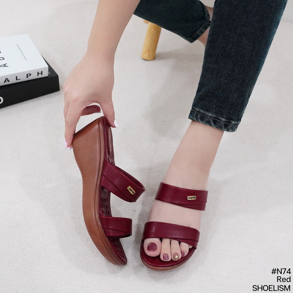 N74 # รองเท้าส้นเตารีด พื้นสุขภาพ ซัพพอต์เท้าได้ดี ใส่เดินสบายเท้า น้ำหนักเบาSHOELISM