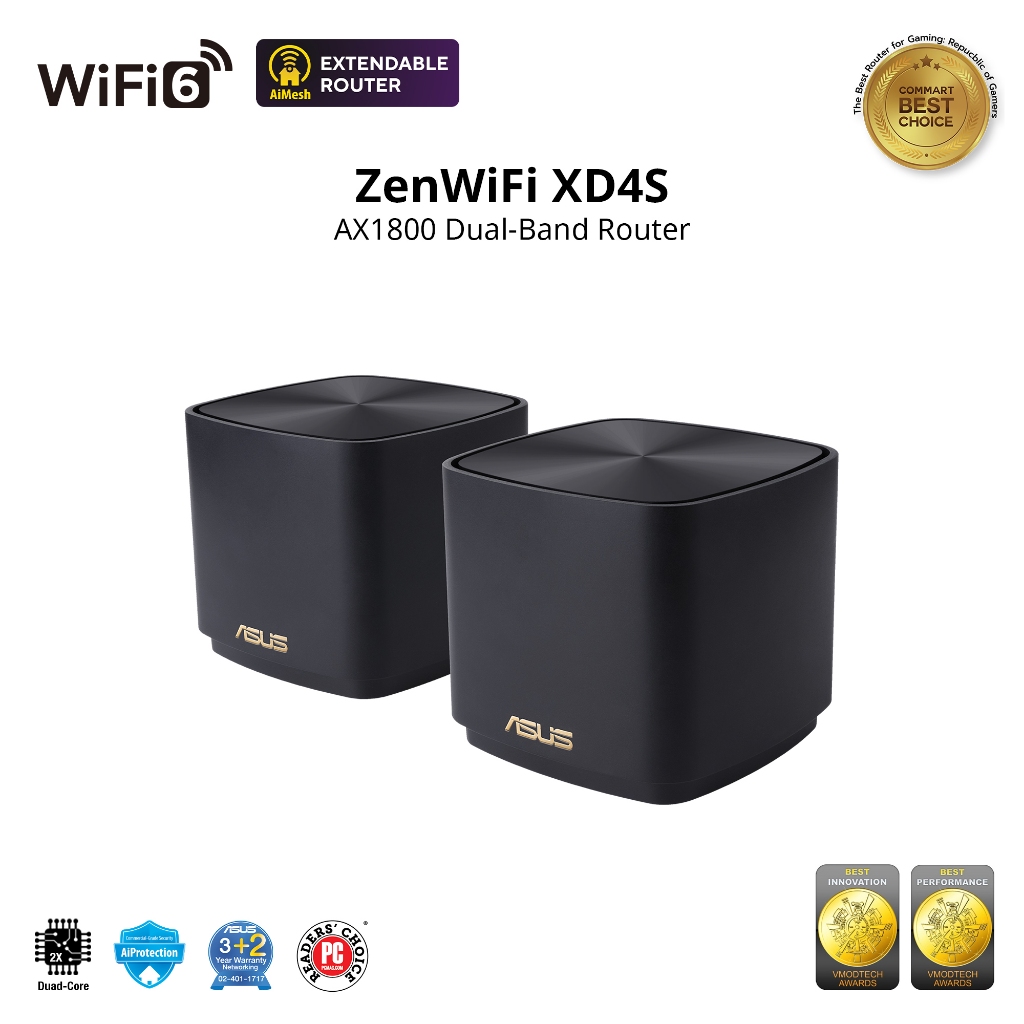 ASUS ROUTER MESH ZENWIFI AX1800 MINI (XD4S) (2 PACK) WIFI6 (NWW-000811)