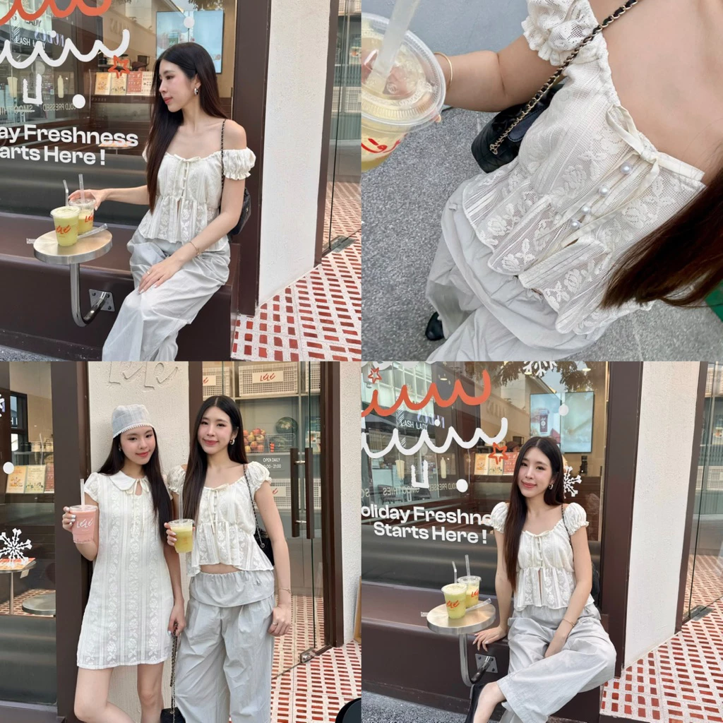 3pcs.basket Marine lace top เสื้อแขนตุ๊กตา