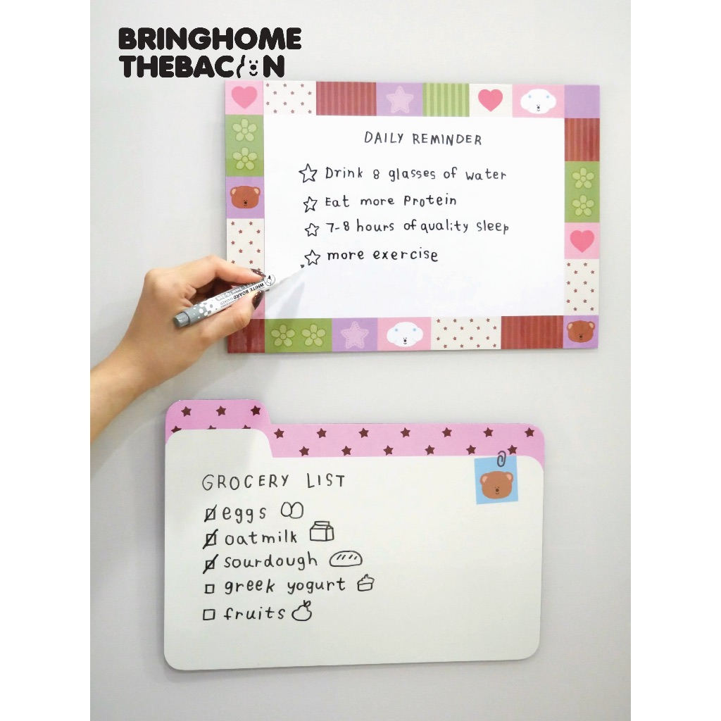 Bringhome Magnet Whiteboard แผ่นไวท์บอร์ดแบบแม่เหล็ก พร้อมปากกา