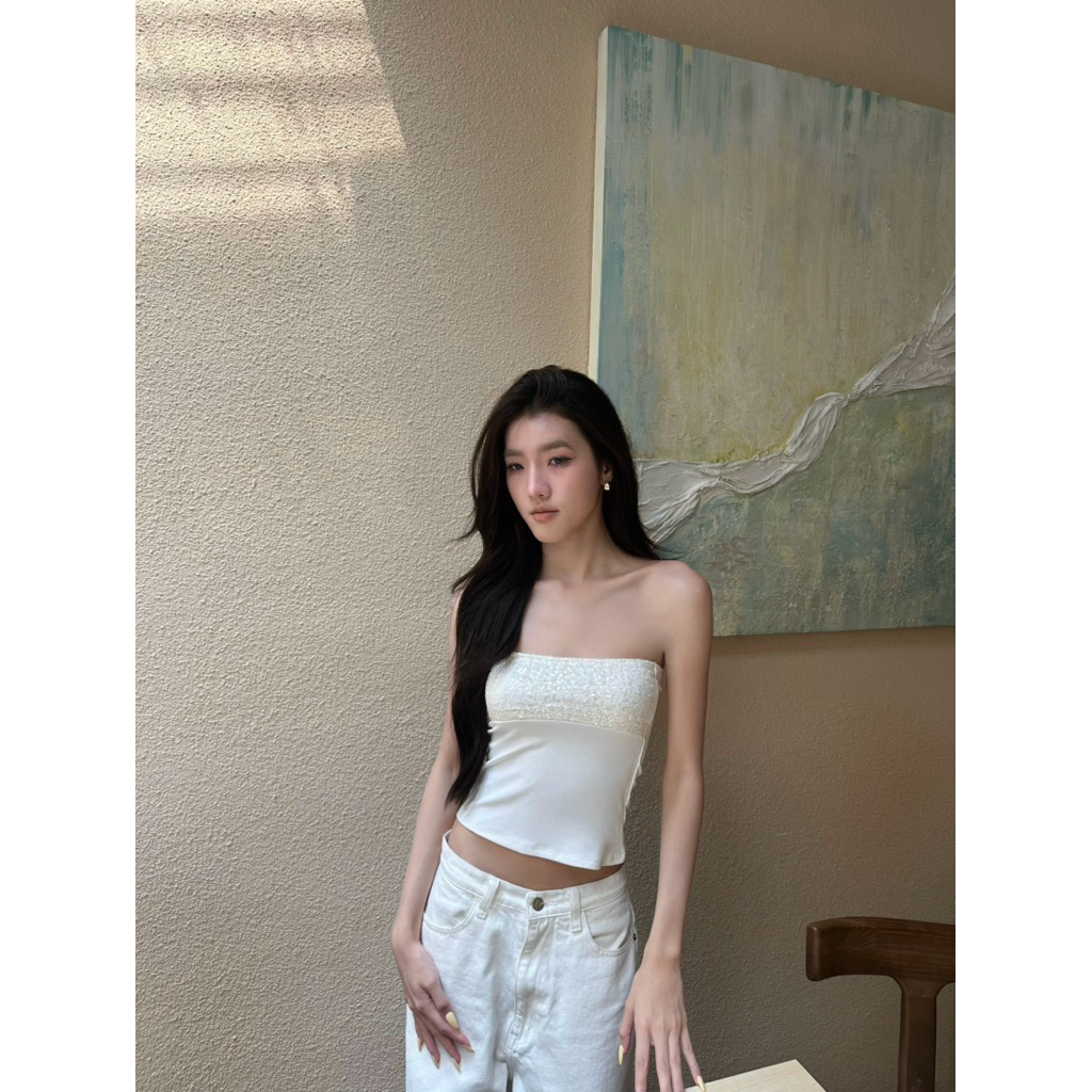 Camila top - เกาะอกตัวยาว ดีเทลเลื่อมตรงอก by shewear.bkk รูปที่ 5