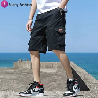 FANCY FASHION กางเกงขาสั้นฤดูร้อนผู้ชาย กางเกงลำลองขนาดใหญ่ระบายอากาศ กางเกงขาสั้นทำงานนักเรียนสำหรับผู้ชาย SIZE L-4XL