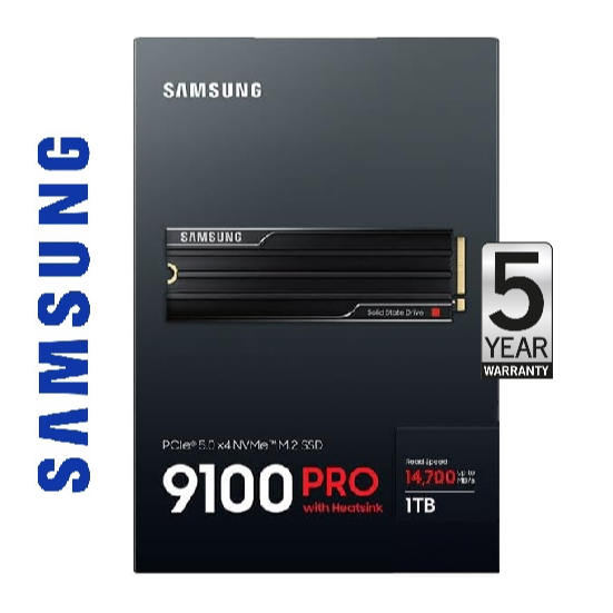 Samsung 1TB 9100 PRO M.2 NVMe Gen5 SSD with Heatsink