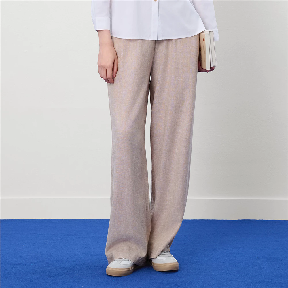 GIORDANO กางเกงขายาวผู้หญิง Women's Linen Viscose Pants 05416225