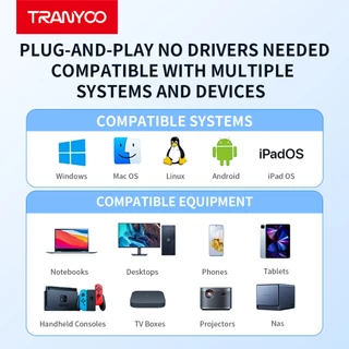 TRANYOO HB11-AC ฮับขยาย 4-in-1 โลหะ มีพอร์ต Type-C + USB 3.0 + USB 2.0 × 2 เหมาะสำหรับคอมพิวเตอร์และแล็ปท็อป