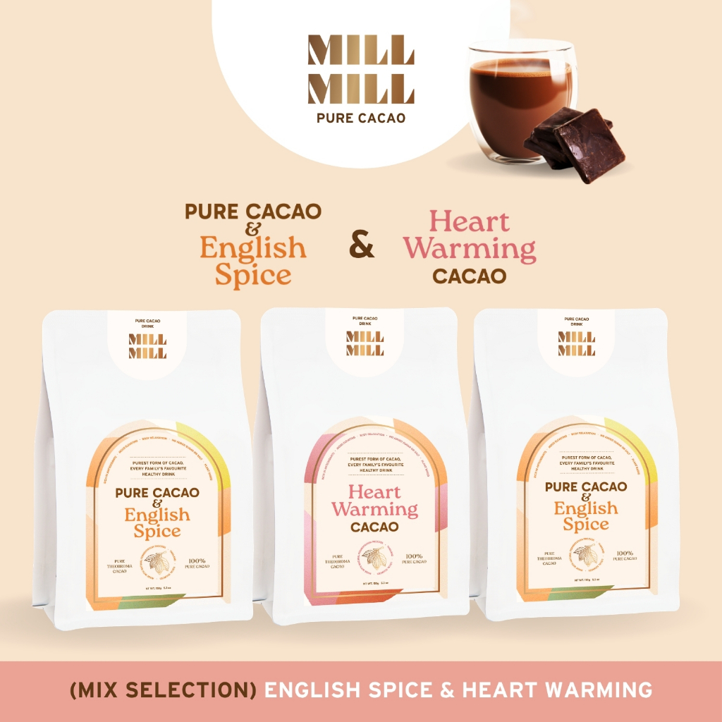 คละ Mill Mill Heart warming + English Spice คาเคาผมสเครื่องเทศ 5 ชนิด คาเคา บริสุทธิ์100% คาเคา แมส 
