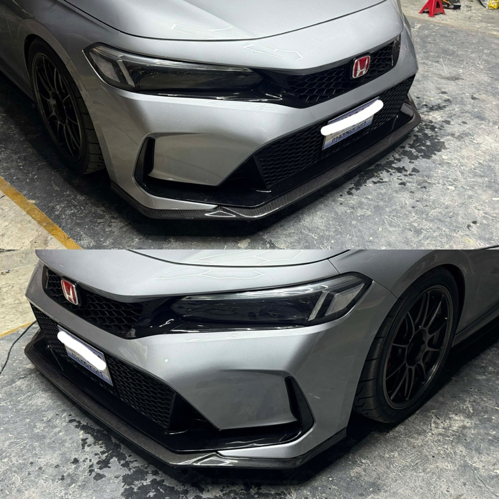 ลิ้นหน้าสำหรับกันชน Type-R สำหรับ Civic Fe คาร์บอนและดำเงา
