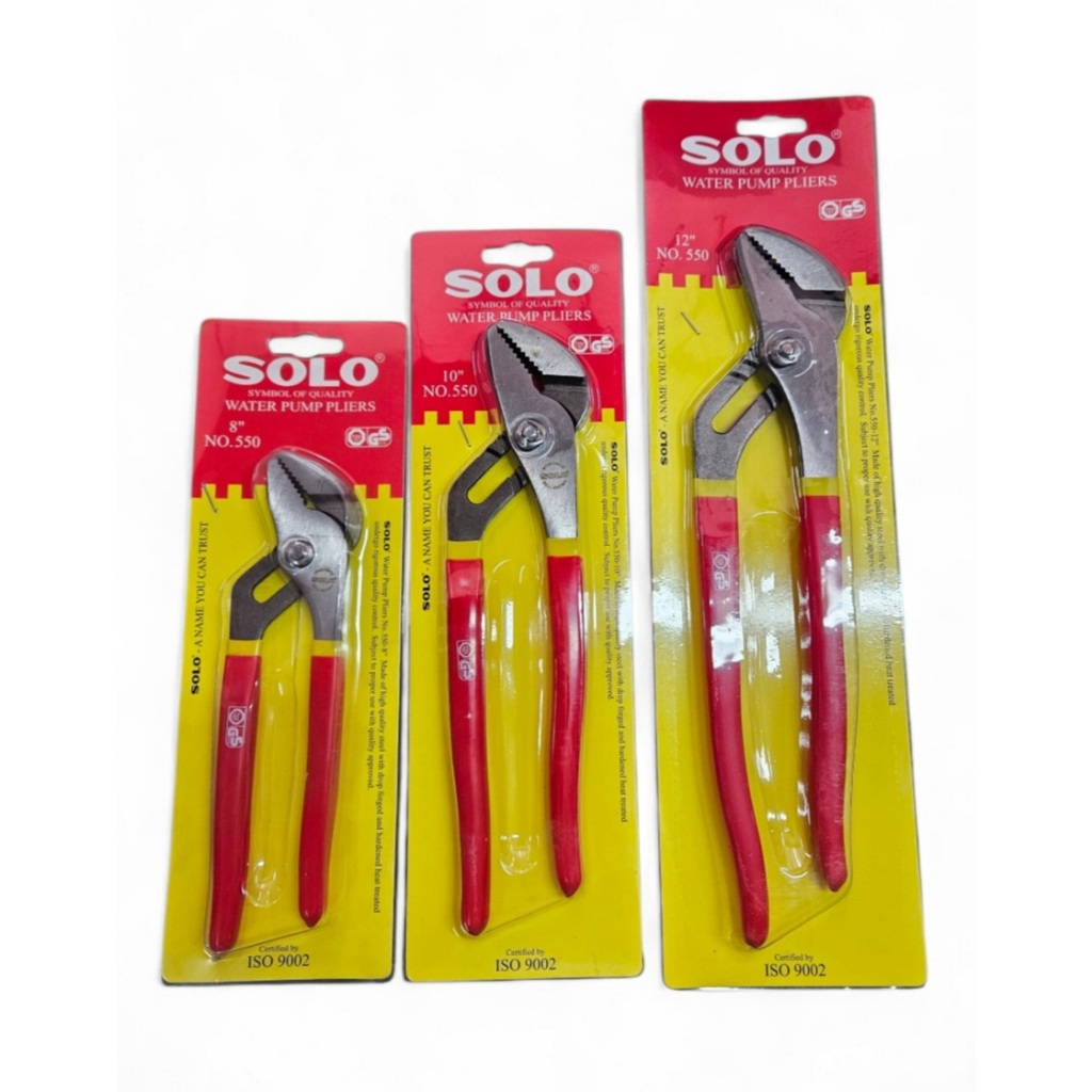 SOLO คีมคอม้าปากตรง โซโล 550-8" 550-10" 550-12" WATER PUMP PLIER