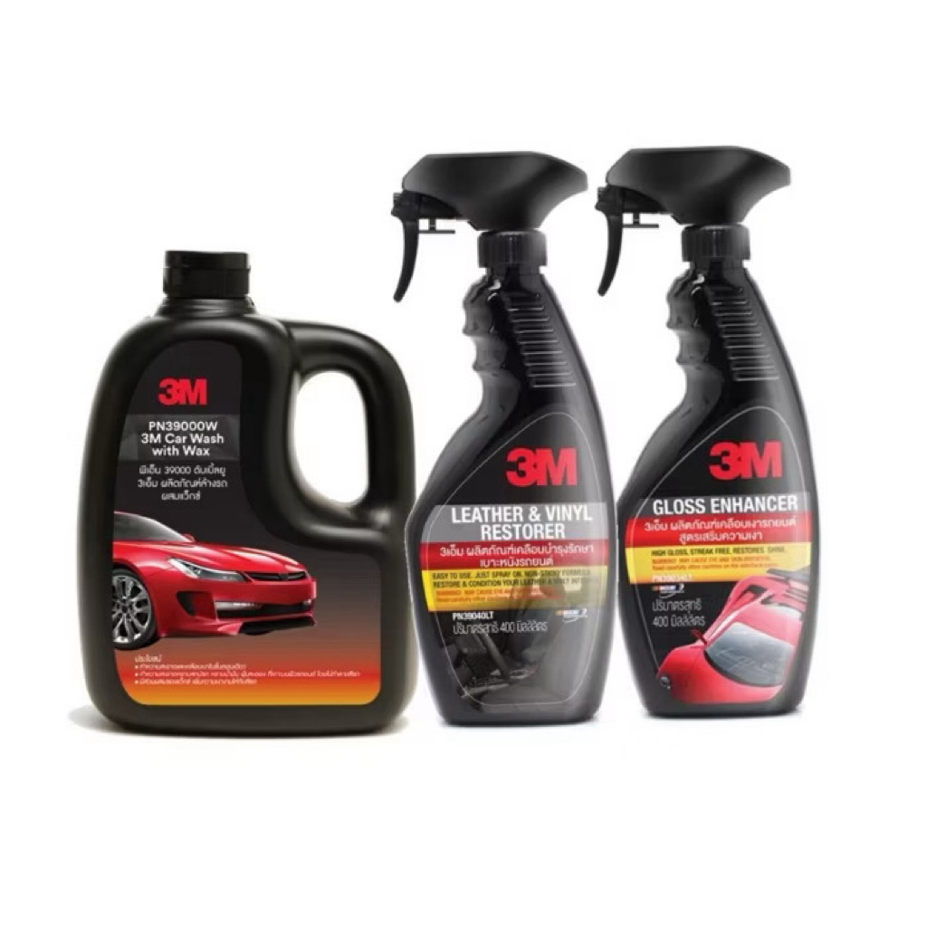 3M ชุดผลิตภัณฑ์แชมพูล้างรถ 1000Ml.PN39000W + PN39034LT + PN39040LT
