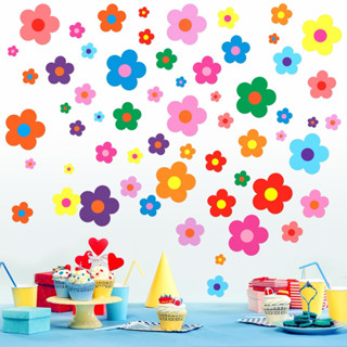 พร้อมส่ง สติ๊กเกอร์ลายดอกไม้ ใช้ตกแต่งบ้านให้สดใส มีหลายสีให…
