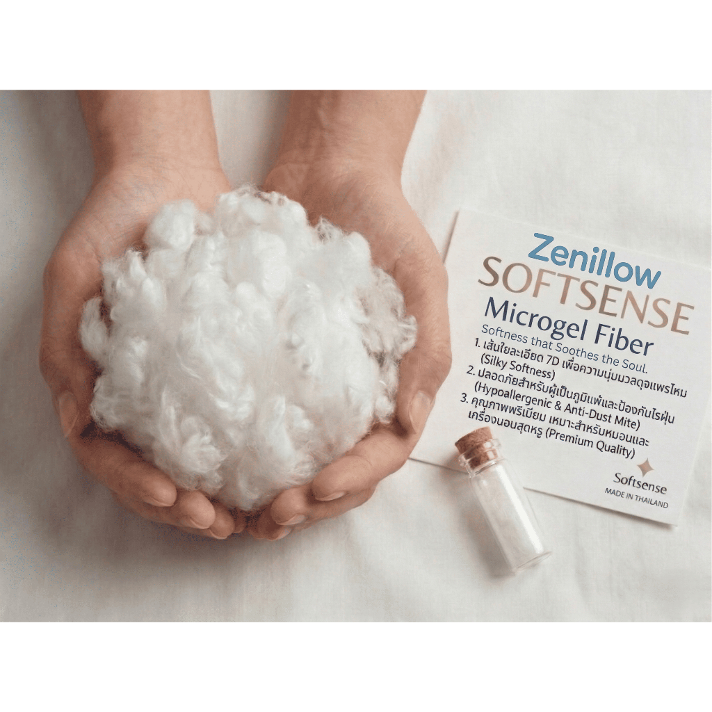 Zenillow SOFTSENSE ใยไมโครเจล 7D พรีเมียม คืนตัว 100% สัมผัสเสมือนขนห่าน นุ่ม สบาย ปลอดภัย ไร้ไรฝุ่น
