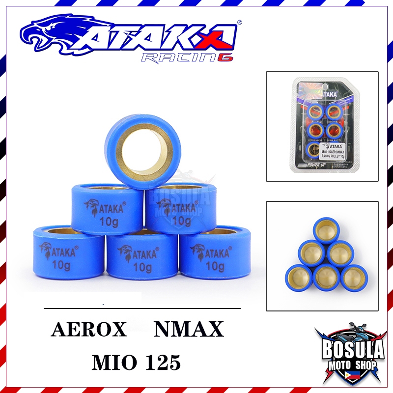 ATAKA เม็ดตุ้ม เม็ดคาร์บอน ชิ้นละ 6 ชิ้น AEROX NMAX MIO125 NOUVO LEXI FINO125i QBIX เม็ดตุ้มถ่วง มีเบอร์ 7ถึง14