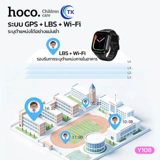 สมาร์ทวอทช์ นาฬิกาสำหรับเด็ก 4G กันน้ำได้ IPX7 รองรับการโทร/วิดีโอคอล ดีไซน์จอโค้งสวยงาม HOCO Y108