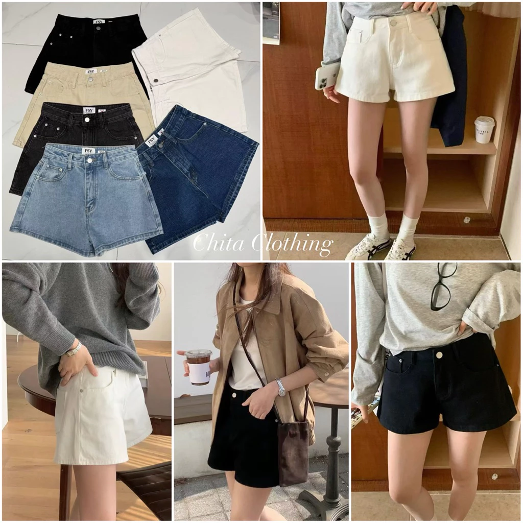 📍พร้อมส่ง📍🇰🇷FSY🇰🇷 62028 Korea basic shorts denim jeans ขาสั้นยีนรุ่นใหม่ทรงสวย