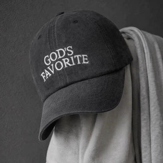 God’s Favorite Embroidered Minimal Cap หมวกแก๊ปเฟดสีเทา “God’s Favorite” ลุคสตรีทพรีเมียม