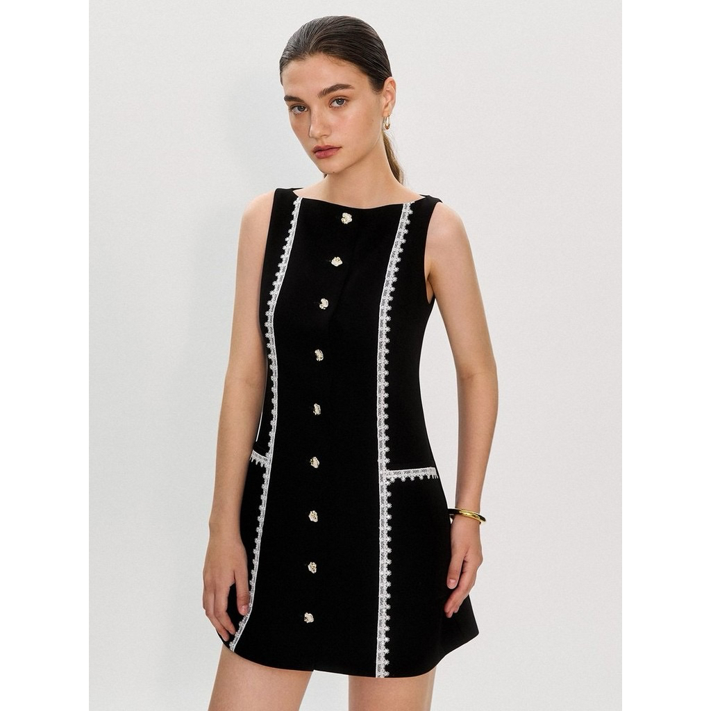 [Pomelo] N/A / Pomelo. x Janesuda Contrast Trim Lace Dress XXS