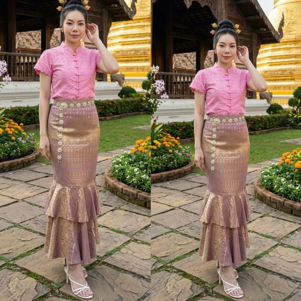 ผ้าถุงสำเร็จรูป หางปลา2ชั้น รูปที่ 7