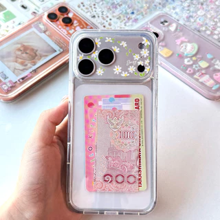 พร้อมส่ง T6S214 DIY CASE เคสถอดฝาหลัง มาแต่งเคสกัน🎨 เคสใสใส่บัตร เคสใส่รูป เปิดฝาหลัง เคสไอโฟน For iPhone13-17P,17Promax