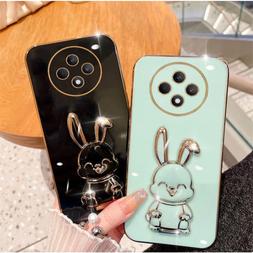 เคส ขาตั้ง กระต่าย สำหรับXiaomi Redmi 15 14C A3 15T 15C A5 13C Poco C85 C75 กระจก ฝาหลัง น่ารัก พร้อมจัดส่งQ8