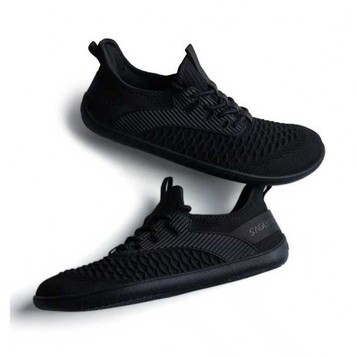 รองเท้า​ลำลองหน้ากว้าง​ Saguaro barefoot shoes ผ้าถักใส่ง่ายแบบสลิปออน รุ่น Go I สีดำ