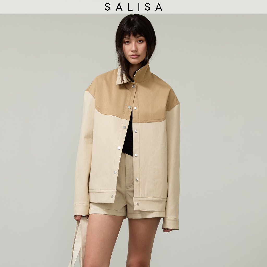 SALISA - CANVAS JACKET SS26 แจ็คเก็ตแคนวาส Vegan Suede Beige