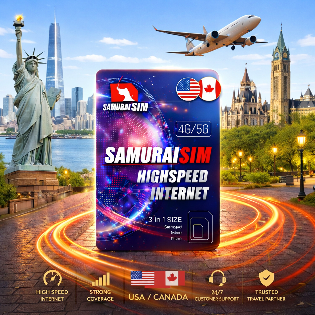 USA CANADA SIM (ซิมอเมริกา, แคนาดา) - 5~10GB/TRIP - Samurai Sim by Samurai WiFi