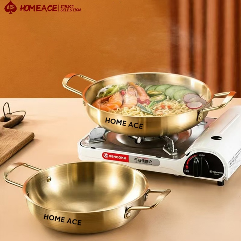 HOME ACE หม้อซุปเกาหลี สีทอง สแตนเลส หม้อราเม็ง/บะหมี่ ใช้ได้ทุกเตา ดีไซน์สวย ทนทาน ราคาคุ้ม