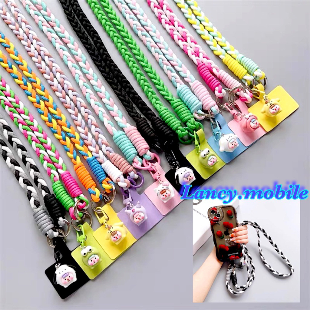 สายคล้องโทรศัพท์ป้องกันสูญหาย สายคล้องโทรศัพท์มือถือ แบบถักใช้ได้ทั้งสะพายและคล้องคอ หลายสีหลายลาย