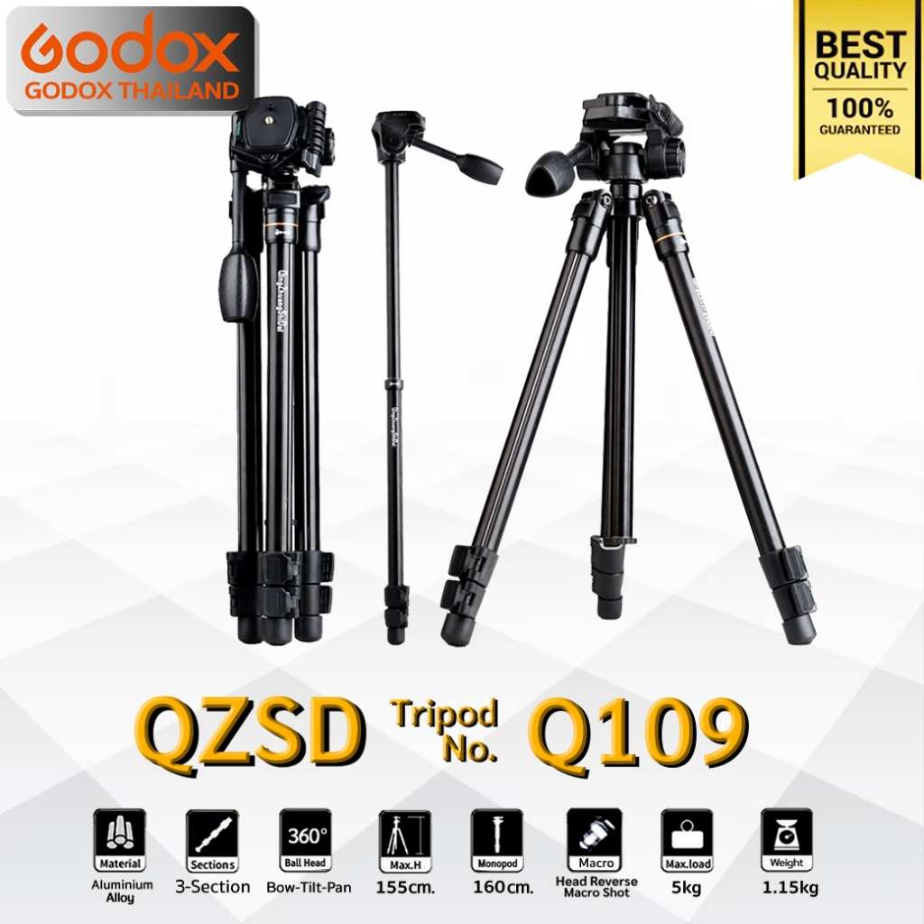 ลดล้างสต๊อก บางตัวอาจมีตำหนิ - QZSD Tripod รุ่น Q109 ( & T560 ) - ขาตั้งกล้อง ทำ Monopod, กลับหัวถ่าย Macro