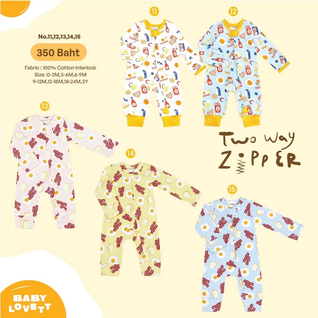 [Babylovett] Breakfast - Two-Way Zipper ชุดนอนเปิดเท้า