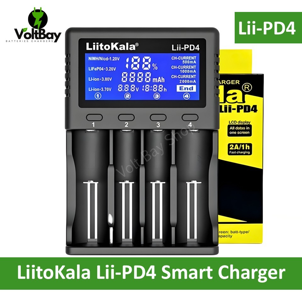 LiitoKala เครื่องชาร์จ Lii-PD4 หน้าจอ LCD รองรับถ่าน 18650 26650 21700 18350 AA AAA
