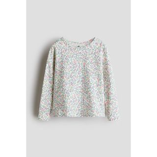 H&M เสื้อแขนยาว คอกลมคอตตอล ลายดอกไม้ ไซด์ 2-4 ปี/6-8 ปี