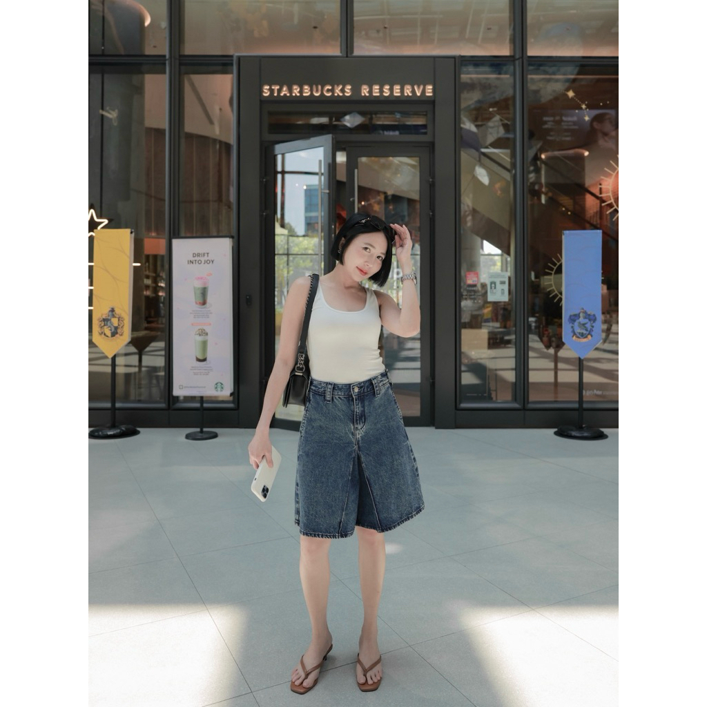 🌟 Denim Culottes กางเกงยีนส์5ส่วน ทรงไล่ชายบาน (dw)🌟