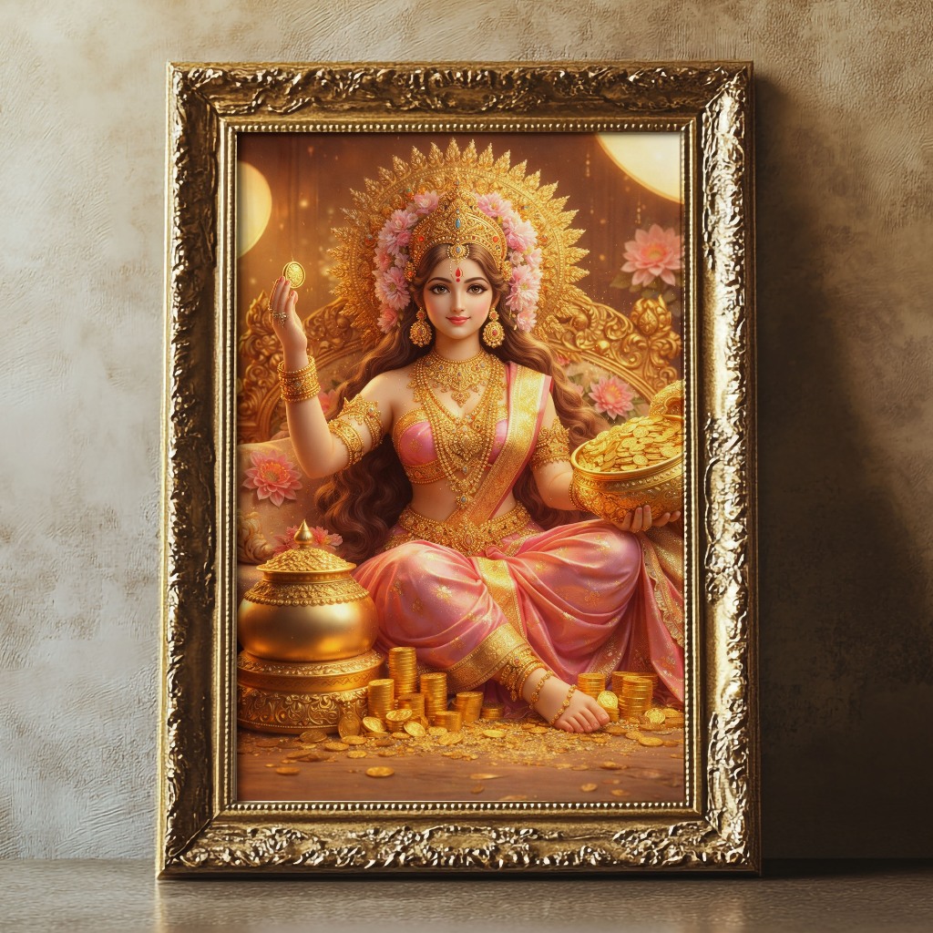 รูปภาพ รูปมงคล LUX13  รูปพระแม่ลักษมี รูปบูชา สไตล์มินิมอล เสริมเรื่องการเงินการทอง ความรัก เบิกเนตร