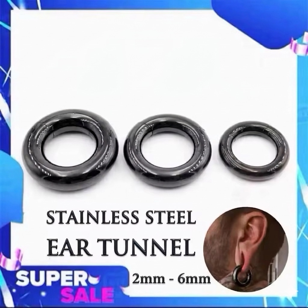 จิวหู ห่วง จิวตาไก่ สแตนเลส Ear Tunnel Ear Plug ต่างหูขยายหู จิวหูระเบิด 2mm-6mm Stainless Steel Body Piercing
