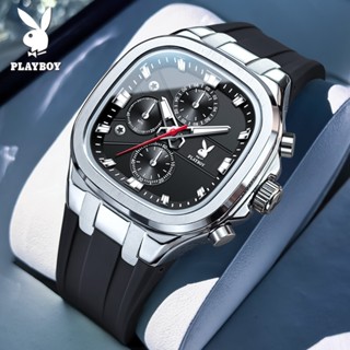 PLAYBOY ผู้ชาย นาฬิกา แท้ ยาง สายนาฬิกา กันน้ำ กีฬา หนุ่มสาว…