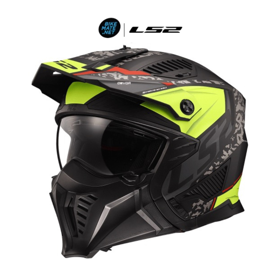 LS2 – OF606 DRIFTER DEVOR M.BLACK HV YELLOW หมวกกันน็อคเปิดหน้า