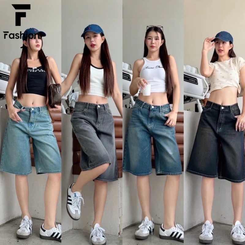 🔥【สุดคุ้ม】กางเกงยีนส์ผู้หญิง ขาสั้น 5 ส่วน เนื้อผ้าพรีเมียม ไม่ยืดแต่ใส่สบาย ✨ ใส่ได้ทั้งเอวสูง-เอวต่ำ ทรงสวย