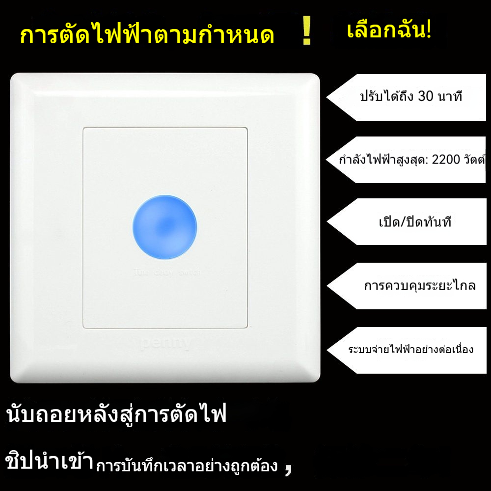รุ่น 86 แผงควบคุมตั้งเวลาพร้อมสวิตช์ปิดอัตโนมัติ 30 นาที สำหรับพัดลมระบายอากาศและมอเตอร์ปั๊มน้ำ