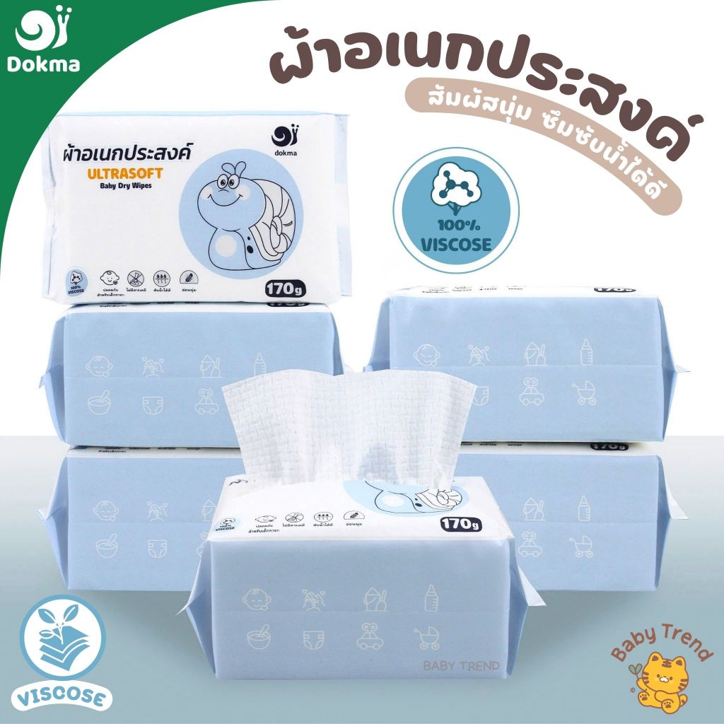 Dokma ผ้าอเนกประสงค์ จากเส้นใยธรรมชาติ Viscose 100% ผ้านุ่ม ซับน้ำได้ดี (170g) | BabyTrend