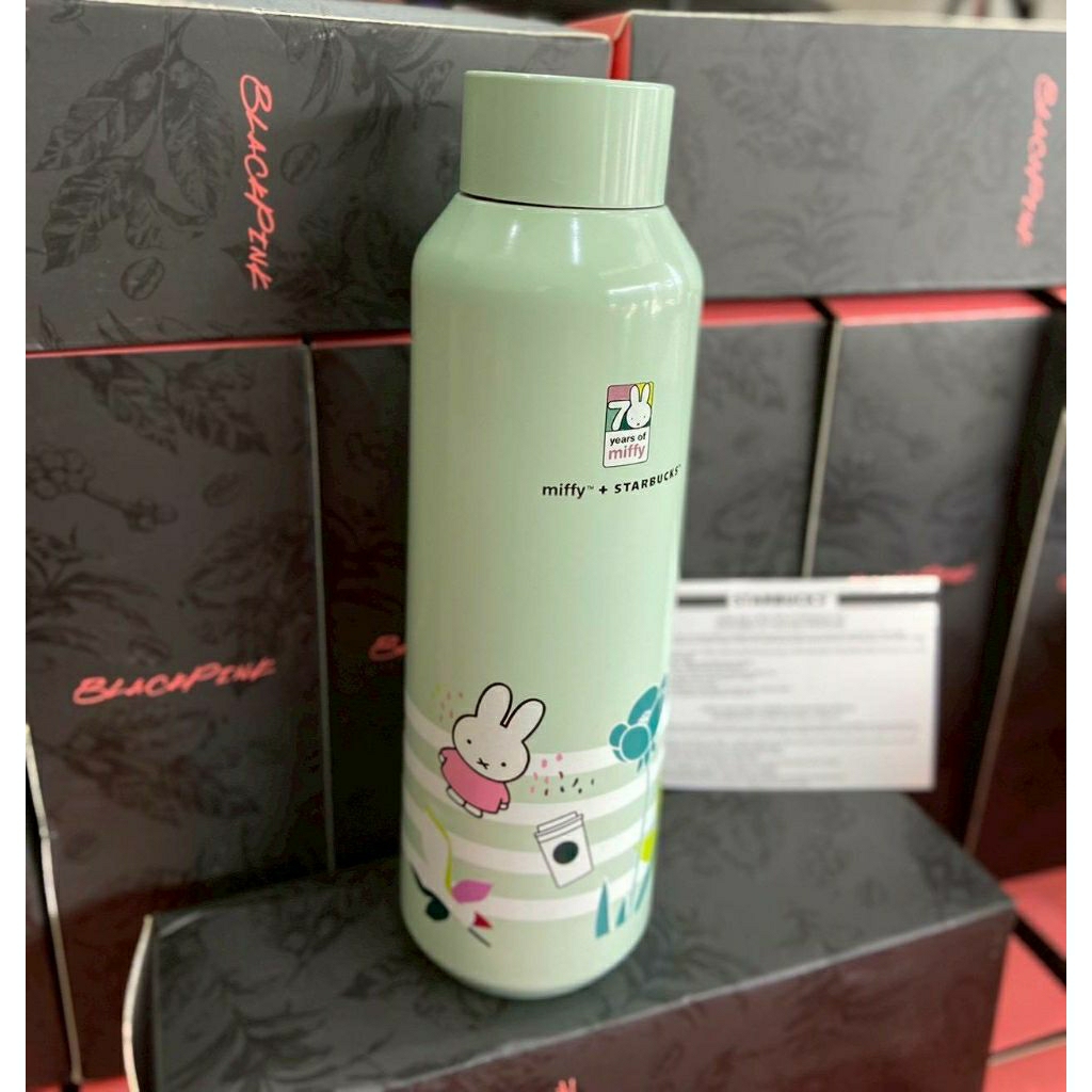 พร้อมส่ง💥 กระบอกน้ำเก็บความเย็น starbuck miffy สีเขียว สุดน่ารัก