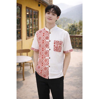 เสื้อผ้าฝ้ายลายไทย-ทูโทนท่านชาย