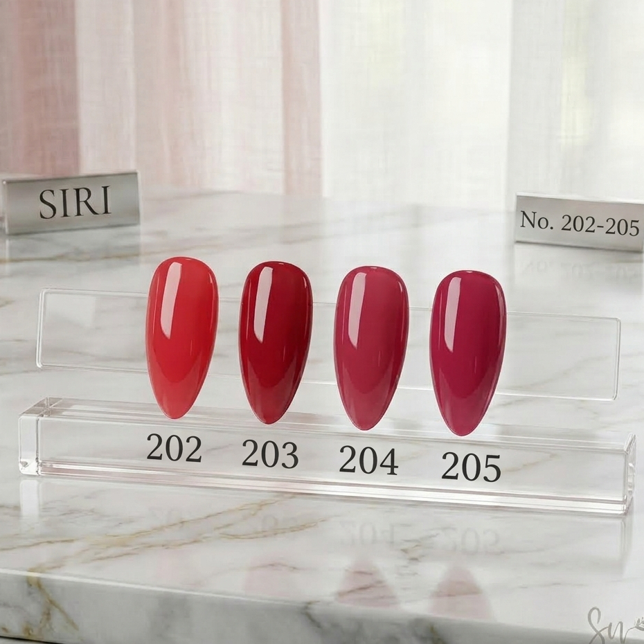 สีเจลทาเล็บโทนแดง แดงกากเพชร นู้ดพีช ทาง่าย เนื้อสีชัด / สีเจล SIRIMONGKOL No.202-231