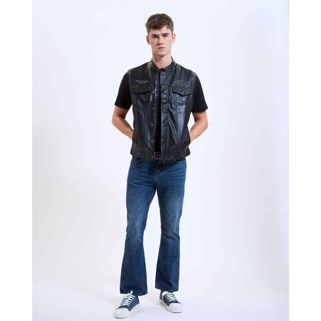 เสื้อกั๊กหนัง ดีไซน์ลุคไบเกอร์เท่ๆ แบรนด์ Wranglerรุ่นWR F324MVESN36