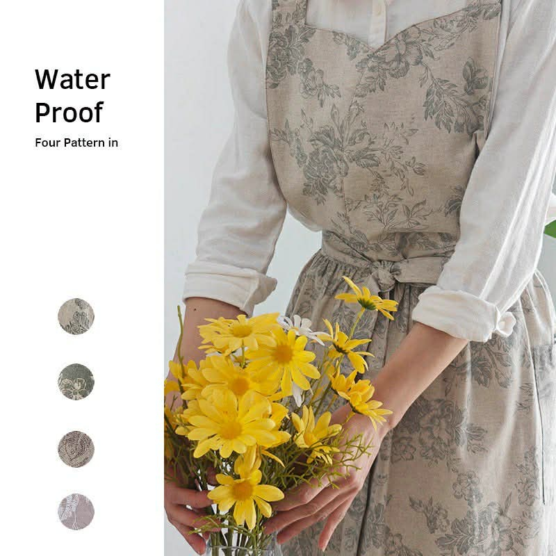 ผ้ากันเปื้อนแบบใหม่พร้อมส่ง เอี๊ยมสวยๆสไตล์ญี่ปุ่น ฟรีไซค์ ลวดลายดอก ผ้าคอตตอน ร้านอาหาร คาเฟ่ เบเกอรี่ สวยหวาน มีกระเป่