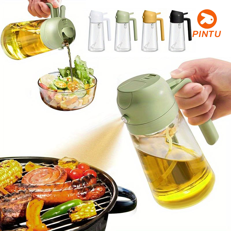 470ML ขวดสเปรย์น้ำมัน ขวดสเปรย์น้ำมันมะกอก 2-in-1 สำหรับทำบาร์บีคิวและเครื่องทอดไร้น้ำมัน