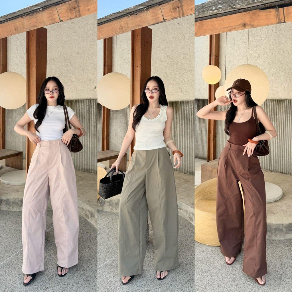 กางเกงขายาวทรงบาเรล รุ่น Naomi pants: Fashionbyjira