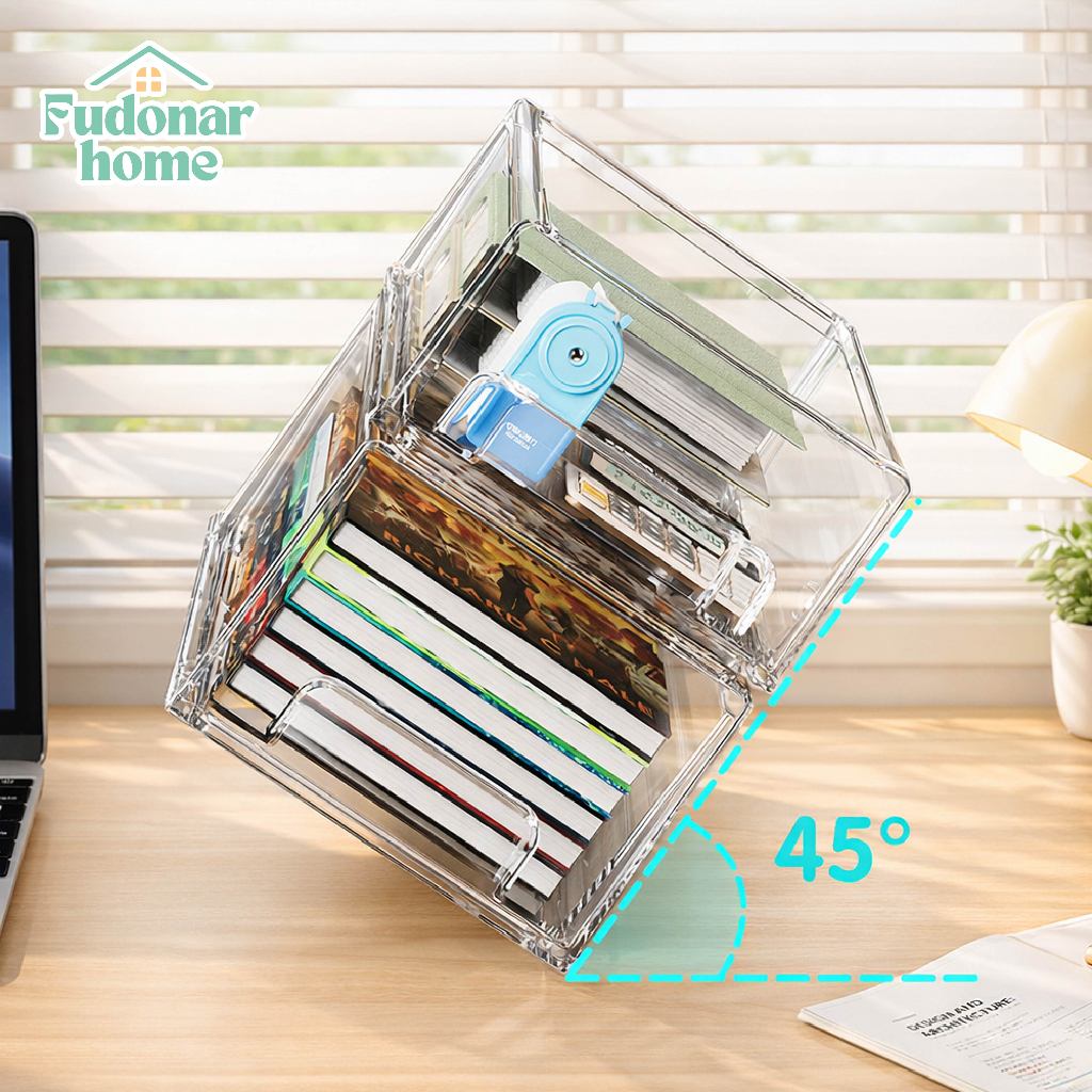 Fudonar กล่องเก็บของอะคริลิคใส ลิ้นชักอะคริลิค กล่องเก็บของโปร่งใส วางซ้อนได้ สินค้าพร้อมส่ง รูปที่ 8