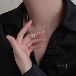 GLAMOR✨สร้อยเงินเเท้ One Sky สร้อยคอพระอาทิตย์และพระจันทร์ส่องแสงคู่กัน สร้อยคอแฟชั่น